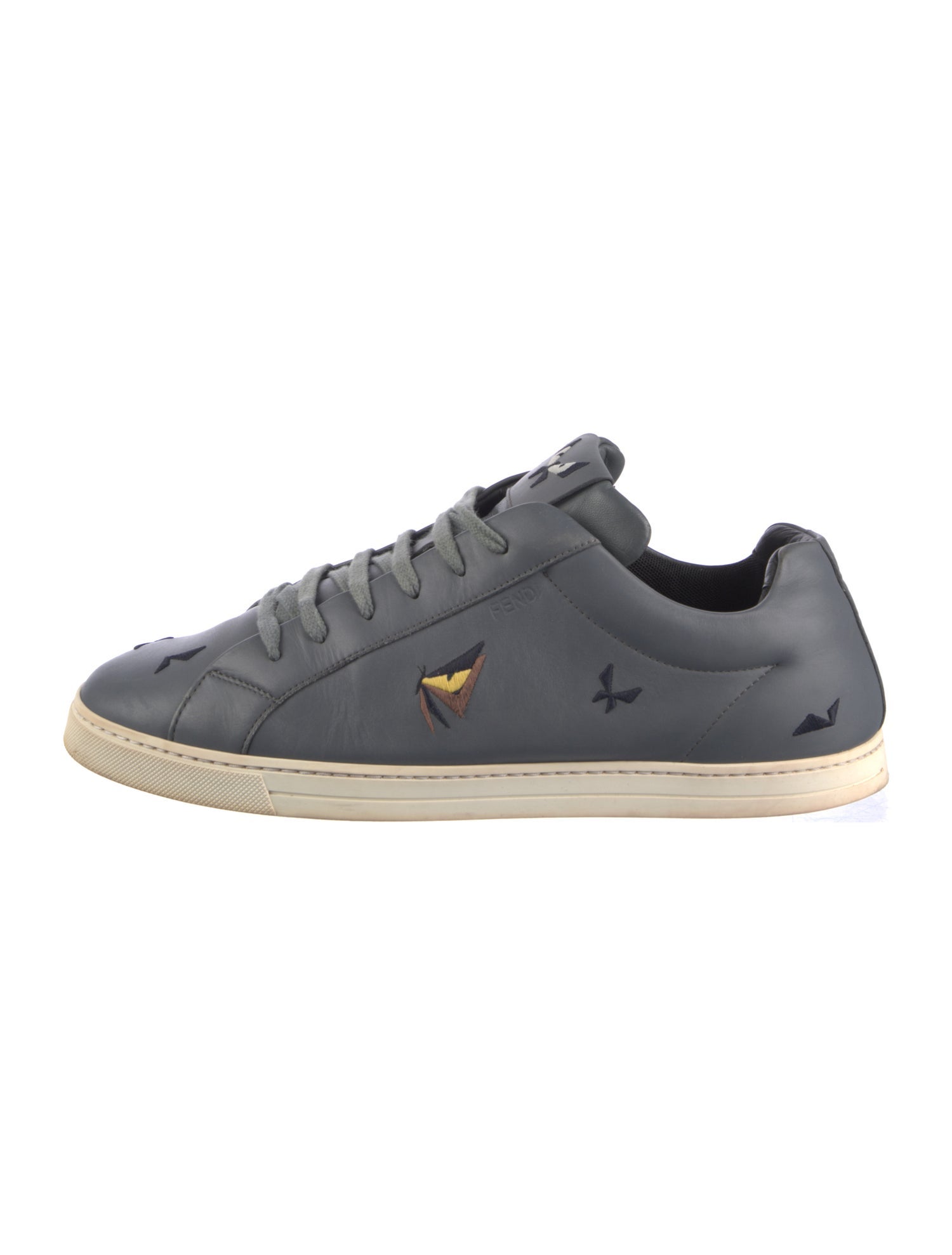 Fendi Monsters Motif Leather Sneakers